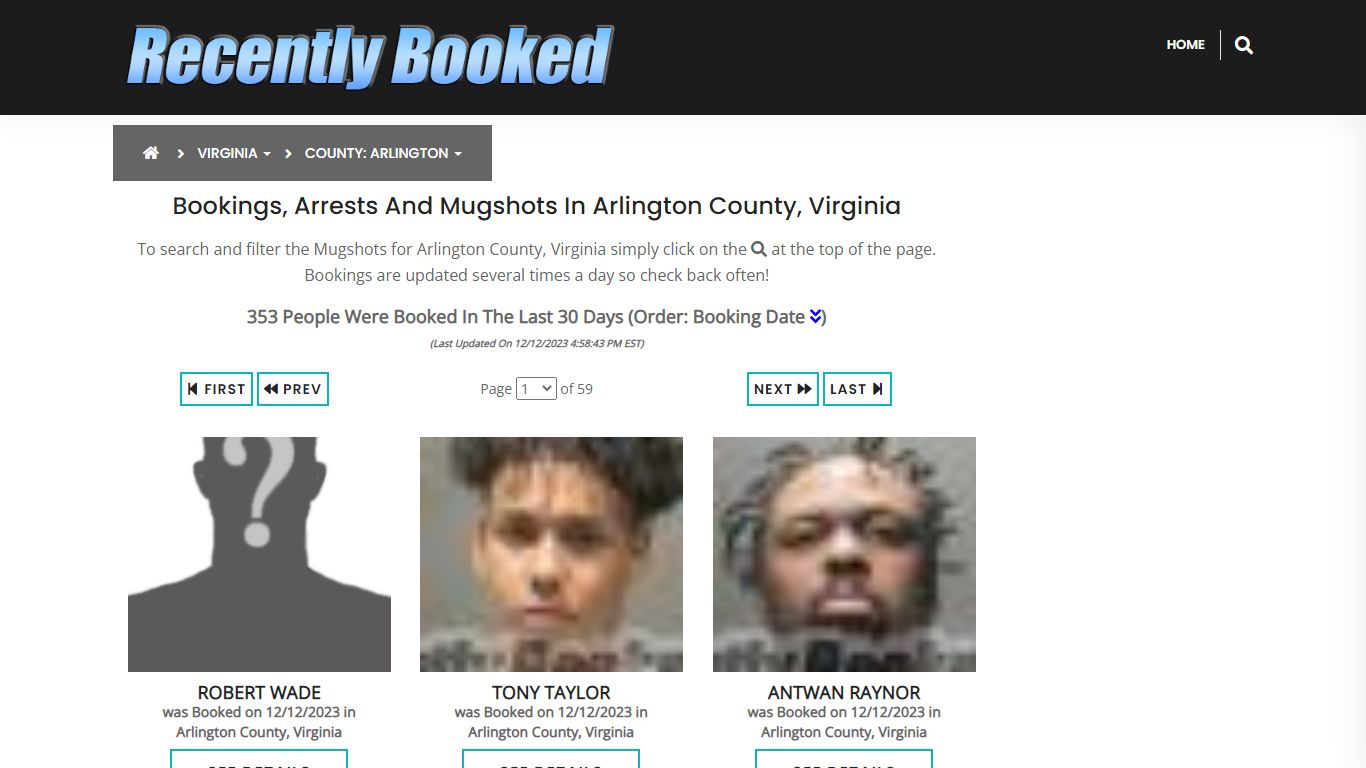 Bookings, Arrests and Mugshots in Arlington County, Virginia