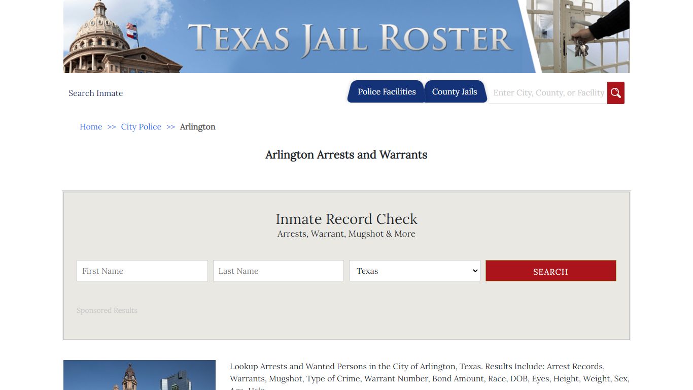 Arlington Arrests and Warrants | Jail Roster Search